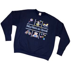 1990’s Vintage Navy Blue “Babysitters are Special” Crewneck Sweater (L)